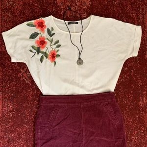 Embroidered Sheer White Floral Top